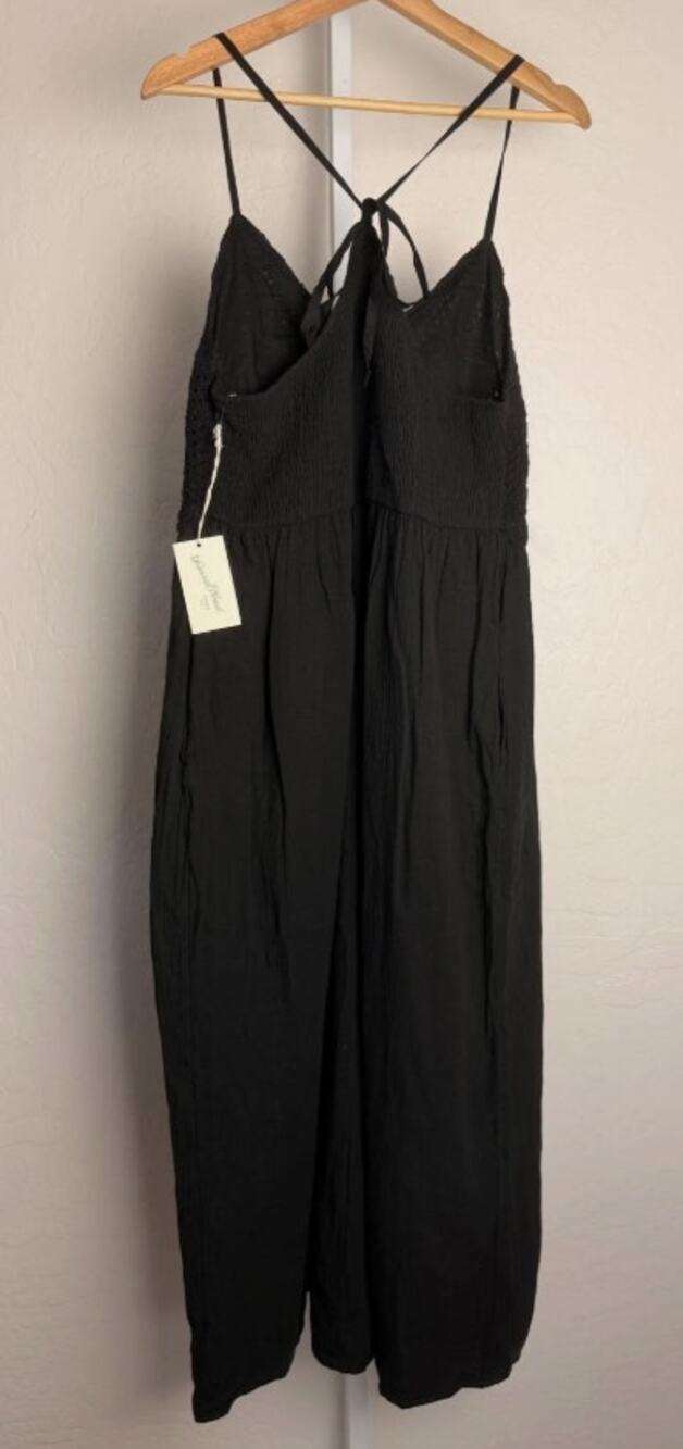 Universal Thread Black Crochet Smocked Maxi Dress Boho Strappy Large